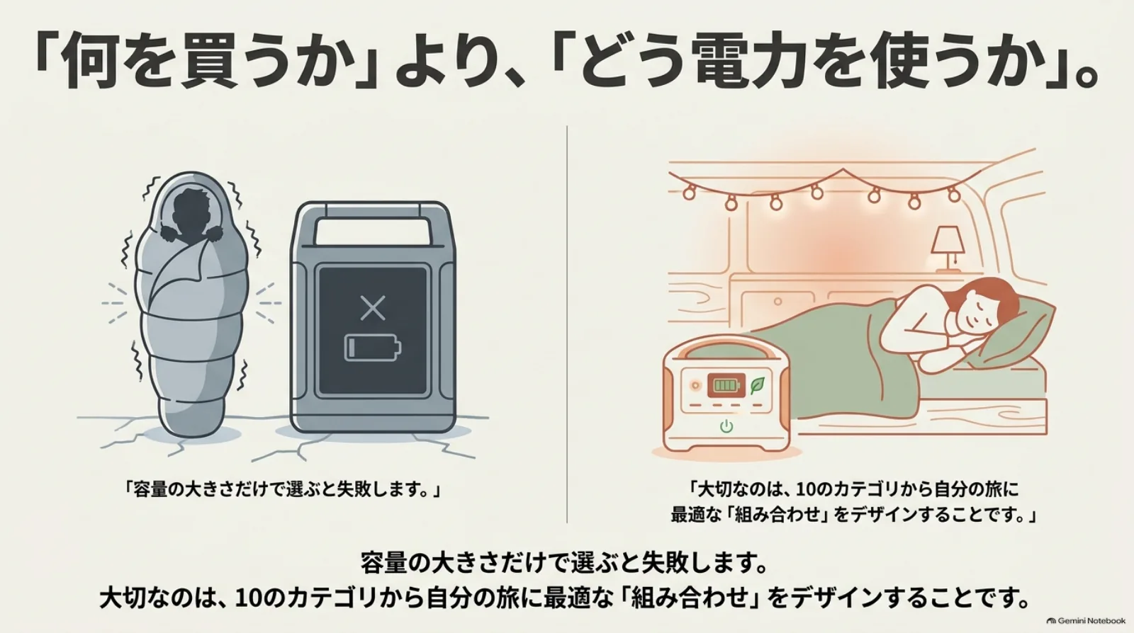 車中泊は買う家電より電力の使い方から考える