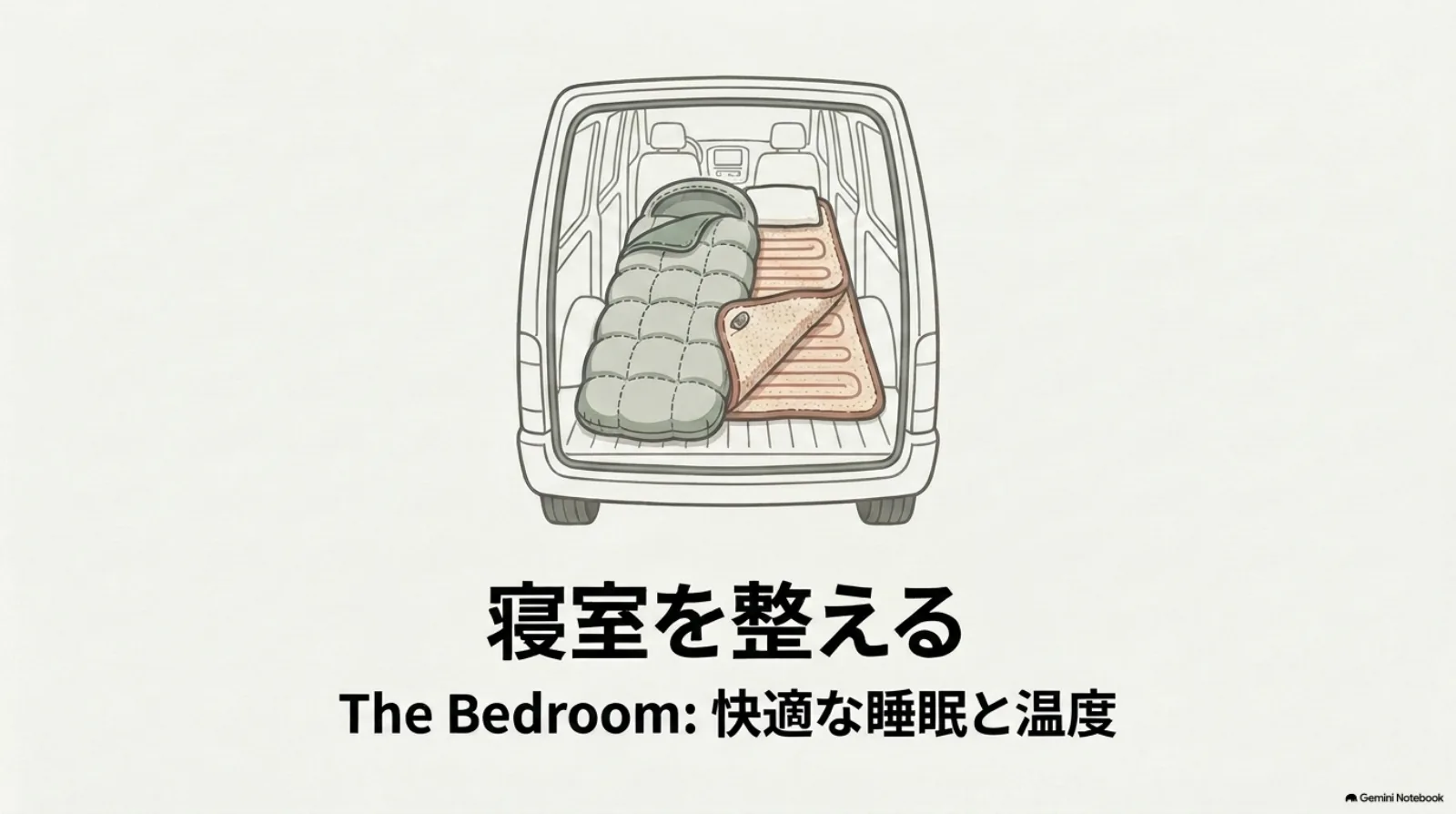 車内の寝床と電気毛布による冷え対策